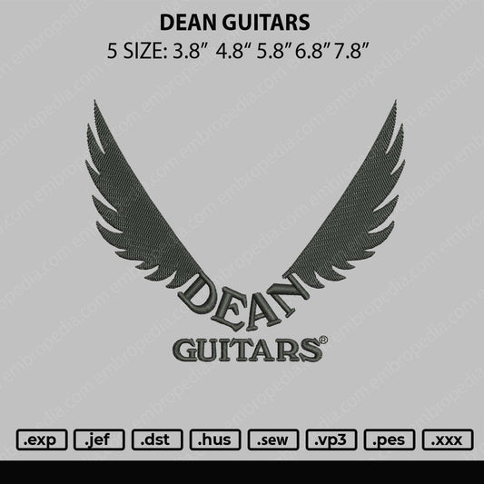 Dean Guitars Embroidery File 5 sizes