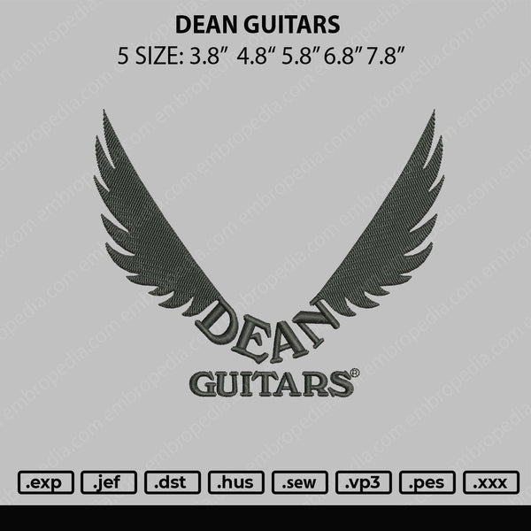 Dean Guitars Embroidery File 5 sizes