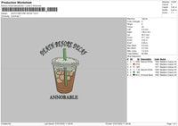 Death Before Decafe Embroidery File 4 size