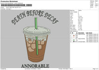 Death Before Decafe Embroidery File 4 size