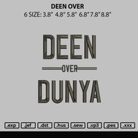 Deen Over Embroidery File 6 Sizes