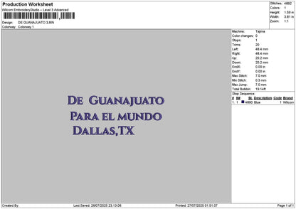 Guanajuantotext V1 Embroidery File 6 sizes