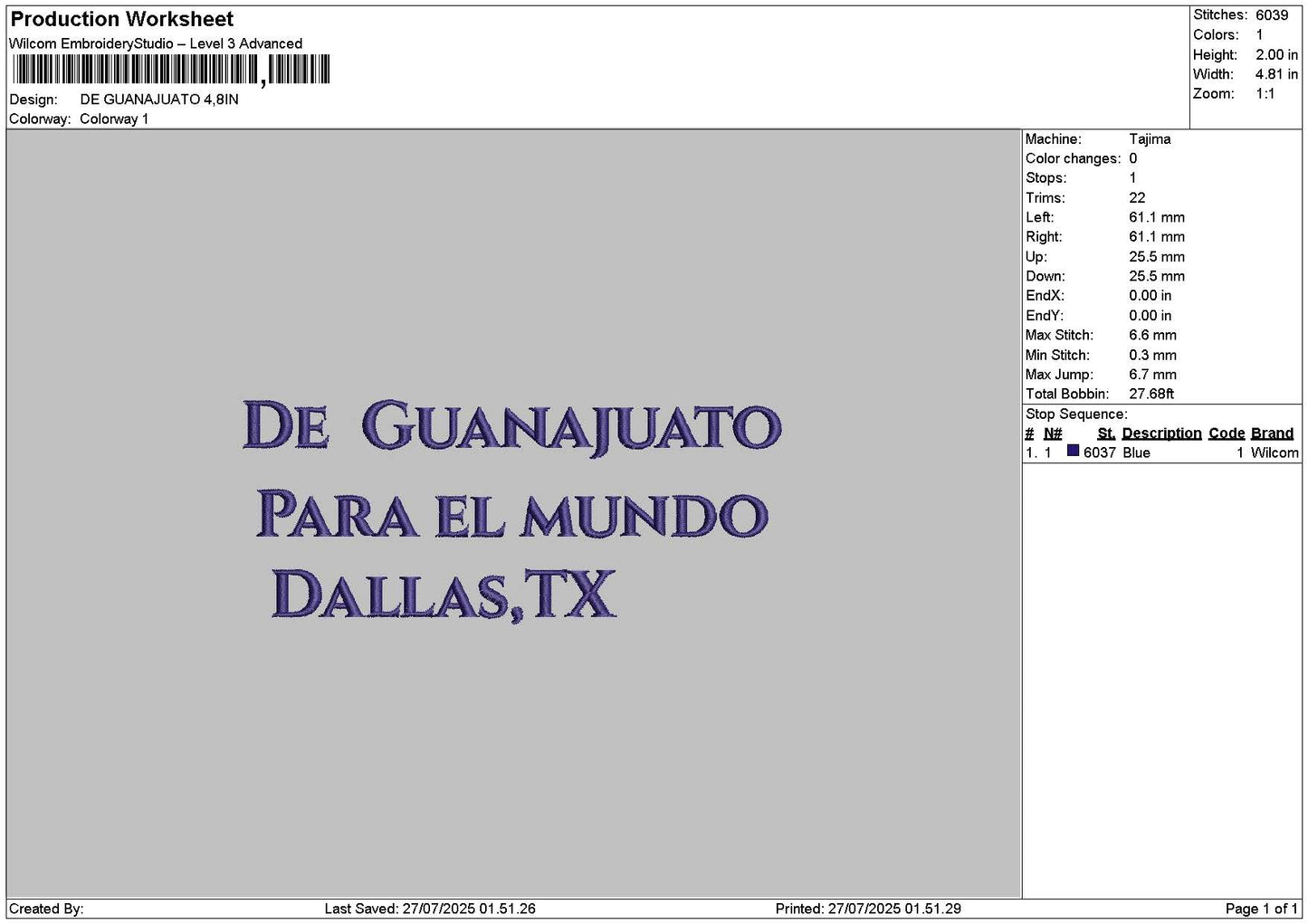 Guanajuantotext V1 Embroidery File 6 sizes