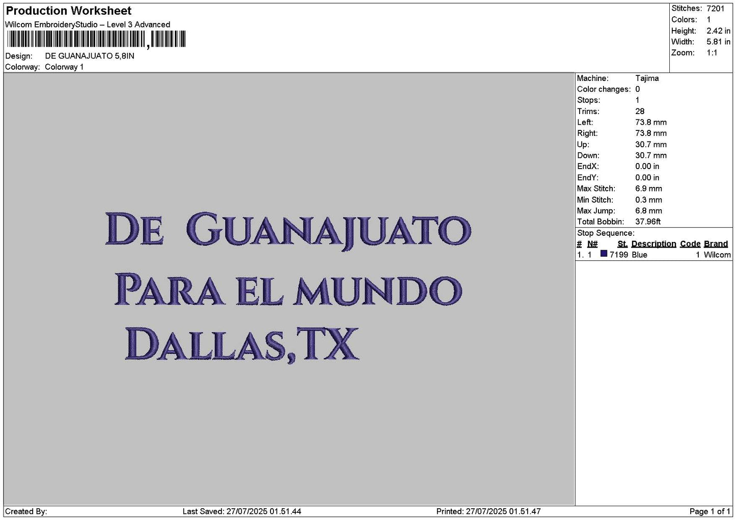 Guanajuantotext V1 Embroidery File 6 sizes
