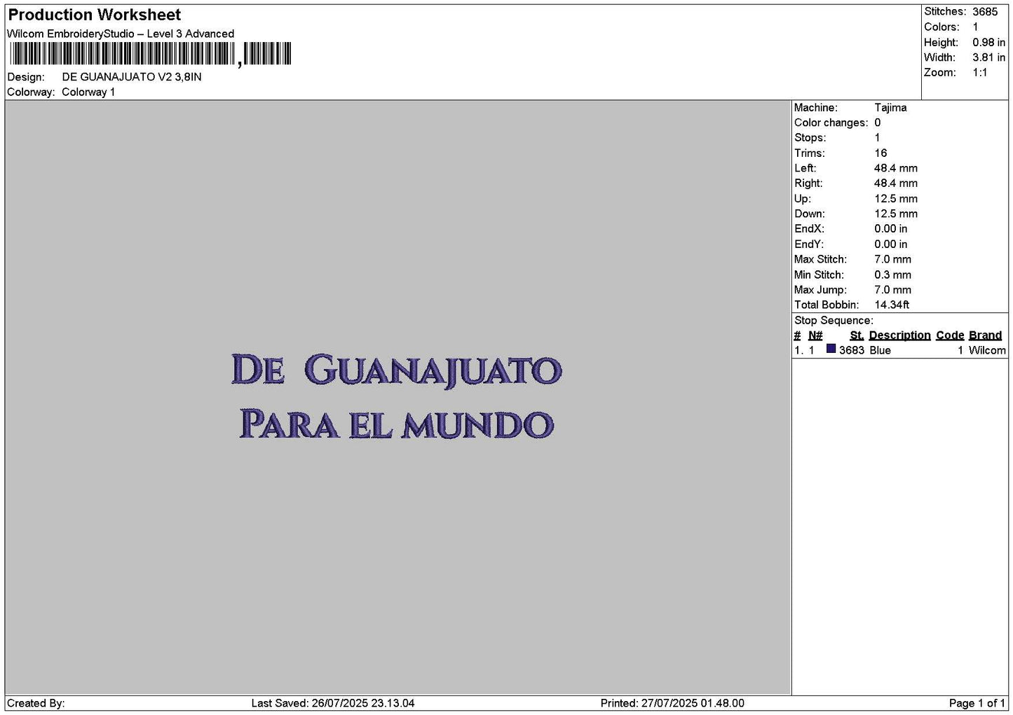 Guanajuantotext V2 Embroidery File 6 sizes