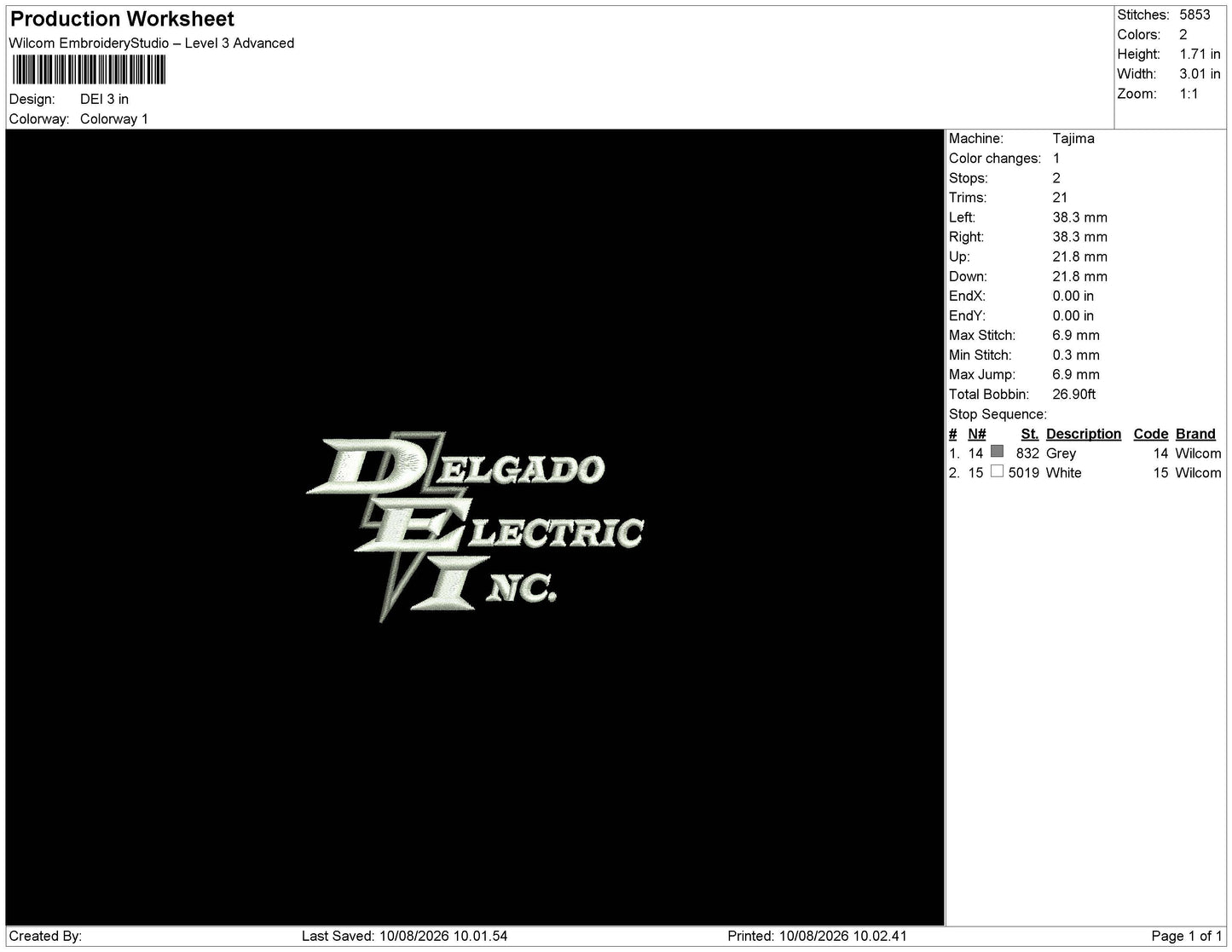 DEI Embroidery Machine Design File
