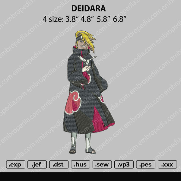 Deidara Embroidery File 4 size