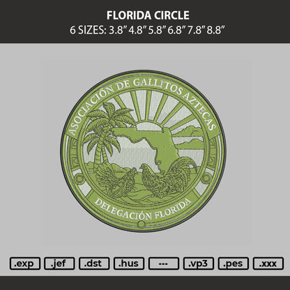 Florida Circle Embroidery Machine Design File 6 sizes