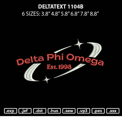 Deltatext 1104b Embroidery File 6 sizes