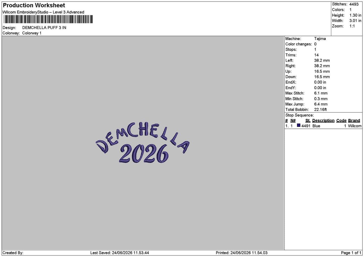 DEMCHELLA PUFF Embroidery Machine Design File