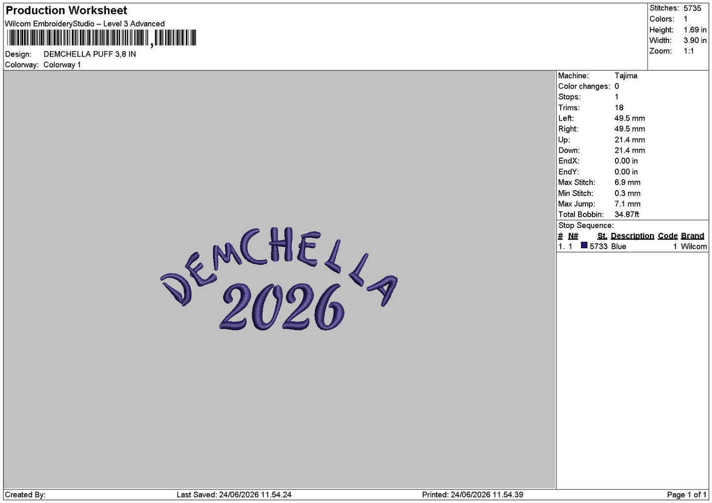 DEMCHELLA PUFF Embroidery Machine Design File