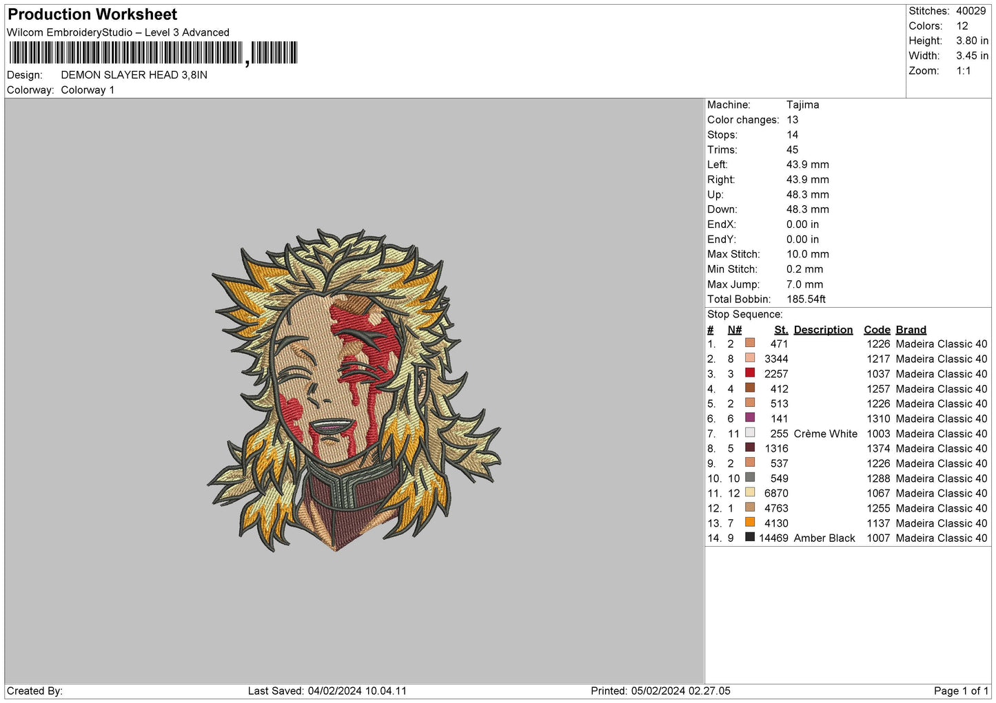 Slayer Head Embroidery File 6 sizes