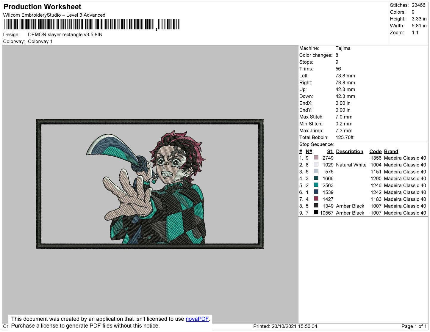 Demon Slayer Rectangle V3 Embroidery File 4 size