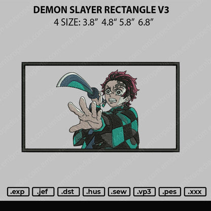 Demon Slayer Rectangle V3 Embroidery File 4 size