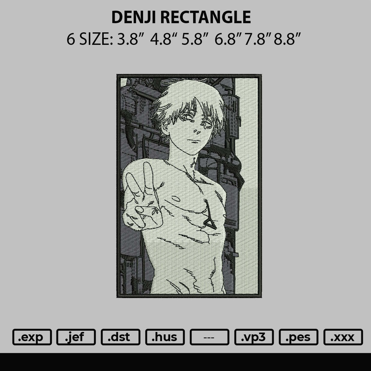Denji Rectangle Embroidery File 6 sizes