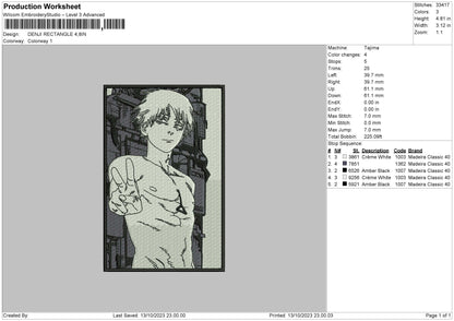 Denji Rectangle Embroidery File 6 sizes