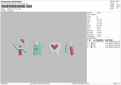 Dental Icons V2 Embroidery Machine Design File 6 sizes