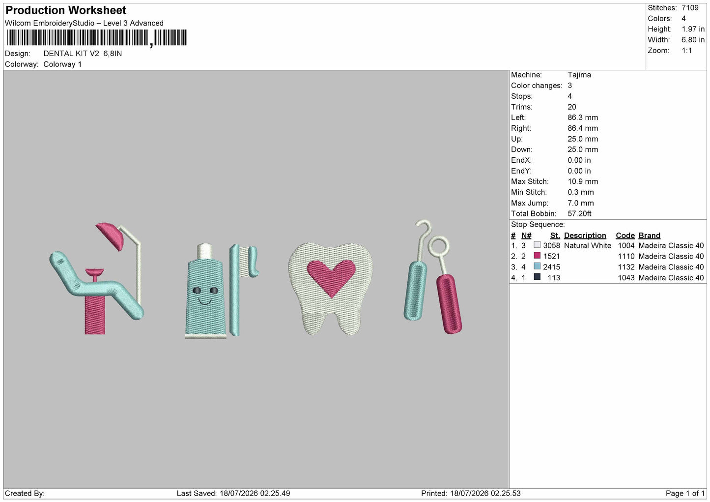 Dental Icons V2 Embroidery Machine Design File 6 sizes