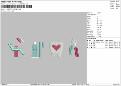 Dental Icons V2 Embroidery Machine Design File 6 sizes