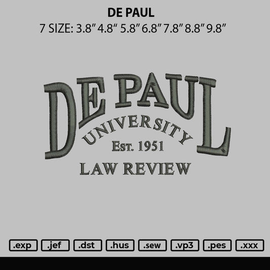 De Paul Embroidery File 7 sizes