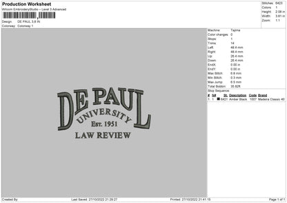 De Paul Embroidery File 7 sizes