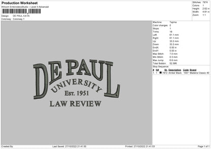 De Paul Embroidery File 7 sizes