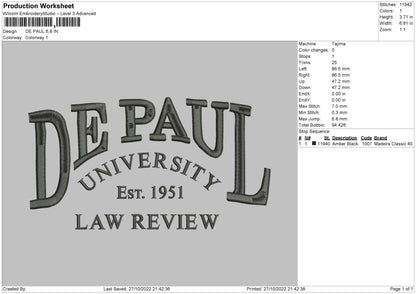 De Paul Embroidery File 7 sizes