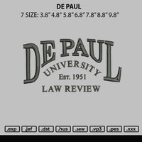 De Paul Embroidery File 7 sizes