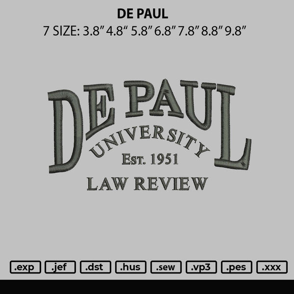 De Paul Embroidery File 7 sizes