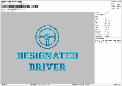 Driver Text Embroidery Machine Design File 6 sizes