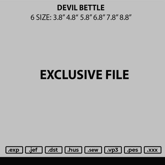 Devil Bettle Embroidery File 6 sizes