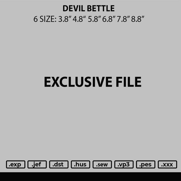 Devil Bettle Embroidery File 6 sizes