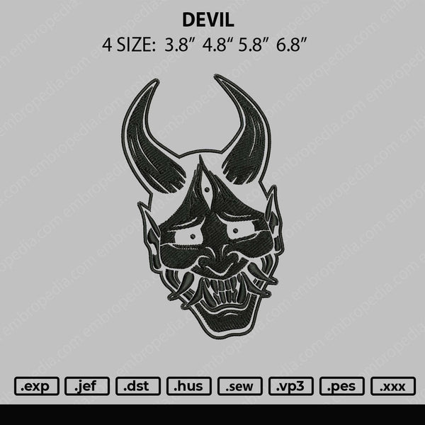 Devil Embroidery File 4 size