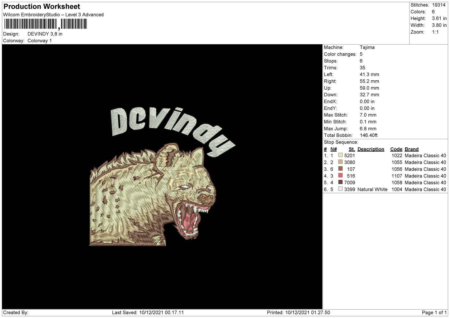 Devindy Embroidery File 4 size