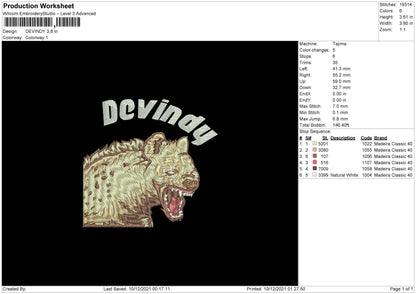 Devindy Embroidery File 4 size