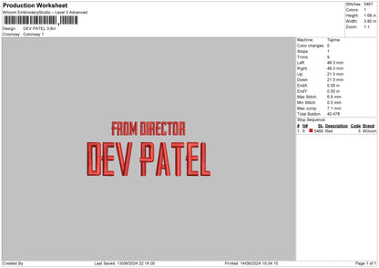 Dev Text Embroidery File 6 sizes