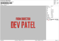 Dev Text Embroidery File 6 sizes