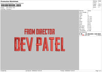 Dev Text Embroidery File 6 sizes