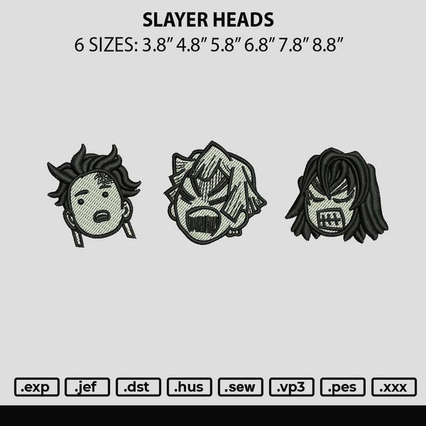 Slayer Heads Embroidery File 6 sizes