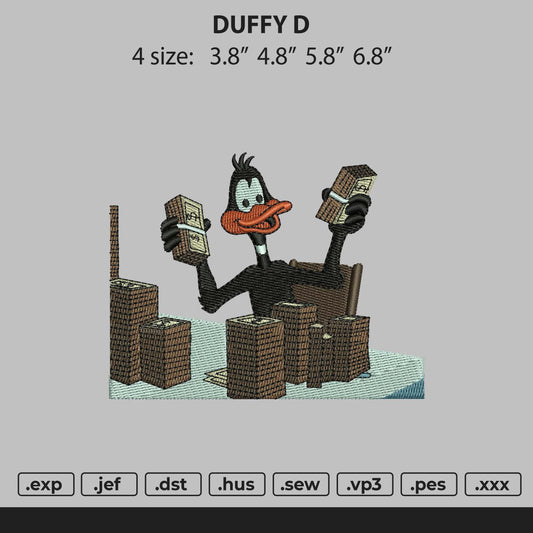 Black Duck Duffy Embroidery Design File 4 size