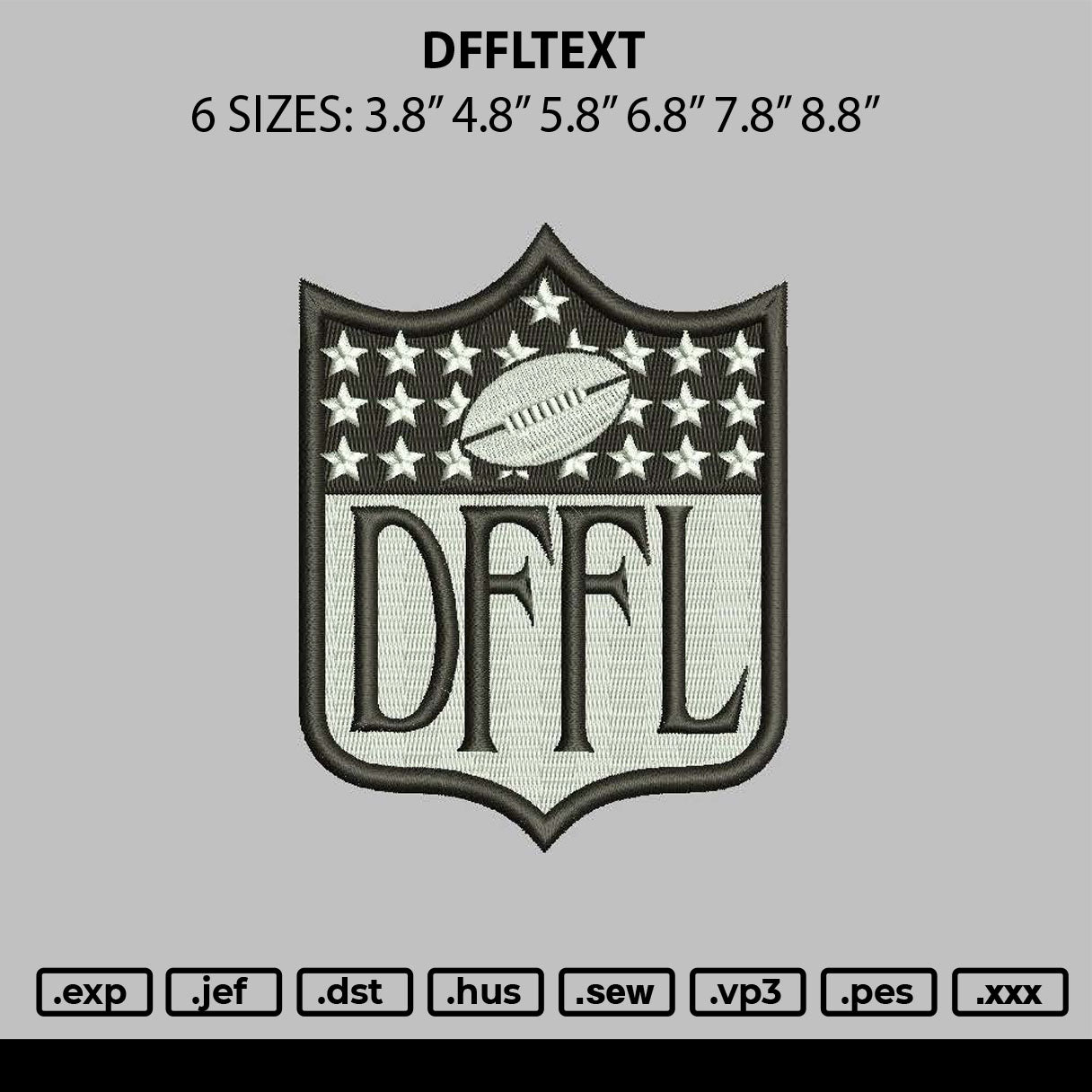 Dffltext Embroidery File 6 sizes