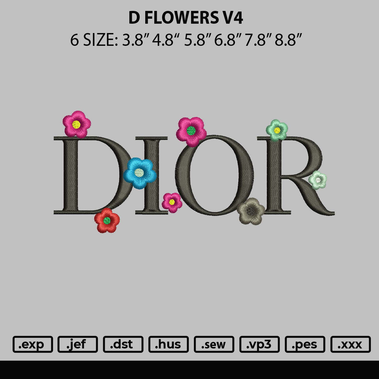 D Flowers V4 Embroidery File 6 sizes