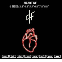 Heart Df Embroidery File 6 sizes