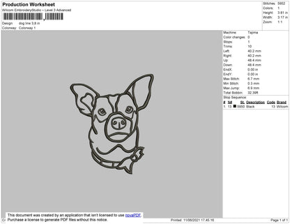 Dog Line Embroidery File 4 size