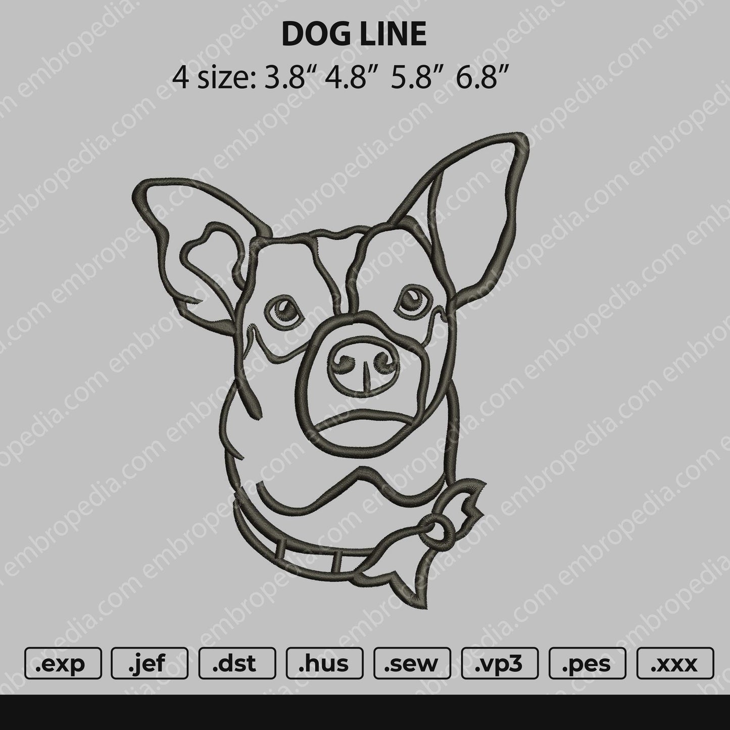 Dog Line Embroidery File 4 size