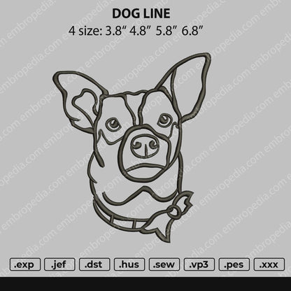 Dog Line Embroidery File 4 size