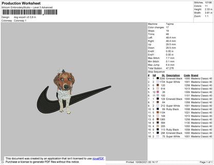 Dog Swoosh V3 Embroidery File 4 size