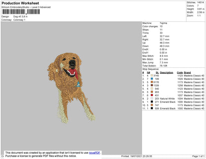 Dog V6 Embroidery File 4 size