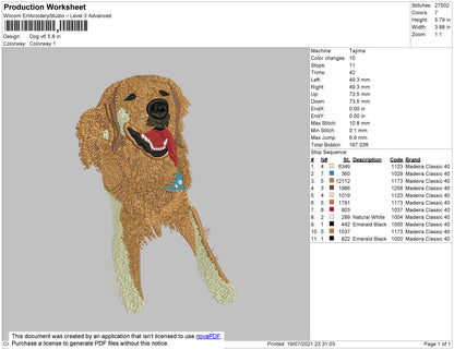 Dog V6 Embroidery File 4 size