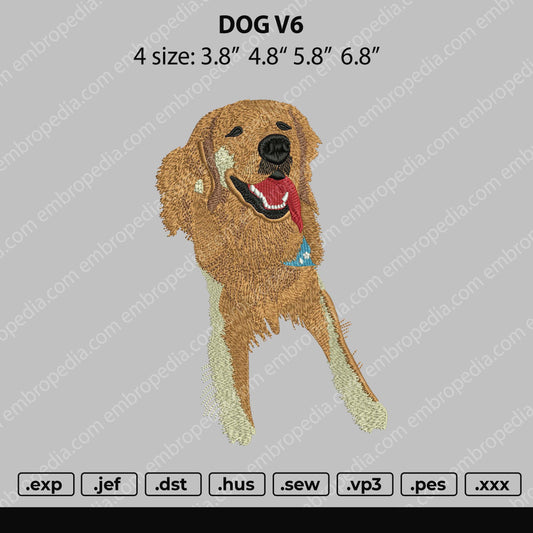 Dog V6 Embroidery File 4 size